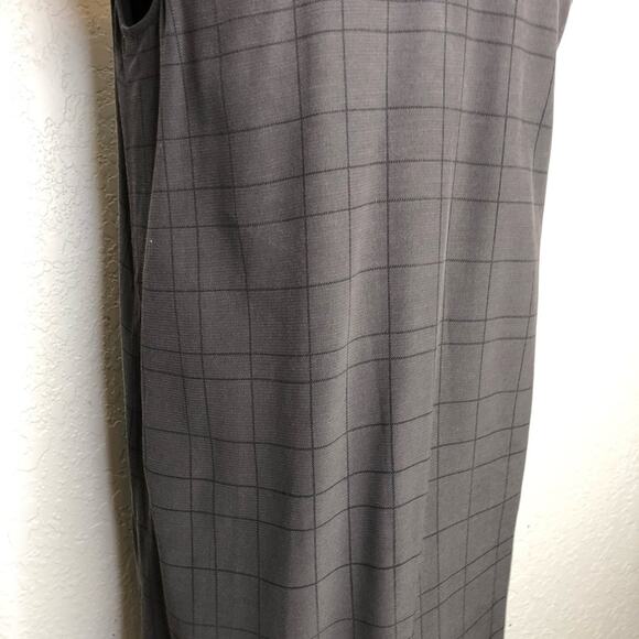 Eileen Fisher charcoal gray black plaid sleeveless button down dress Extra Small - Picture 13 of 15